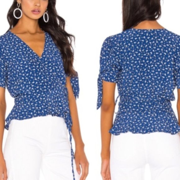 Faithfull The Brand, Blue Cropped Tie Top, XS - Picture 1 of 4